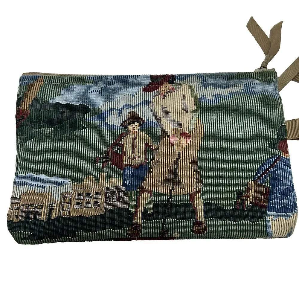 VTG Tapestry Golfer Tapestry Pouch Makeup Case Designs By Sandra USA Handcrafted